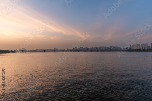 Han river and Seoul cityscape sunset view in South Korea © Mirko