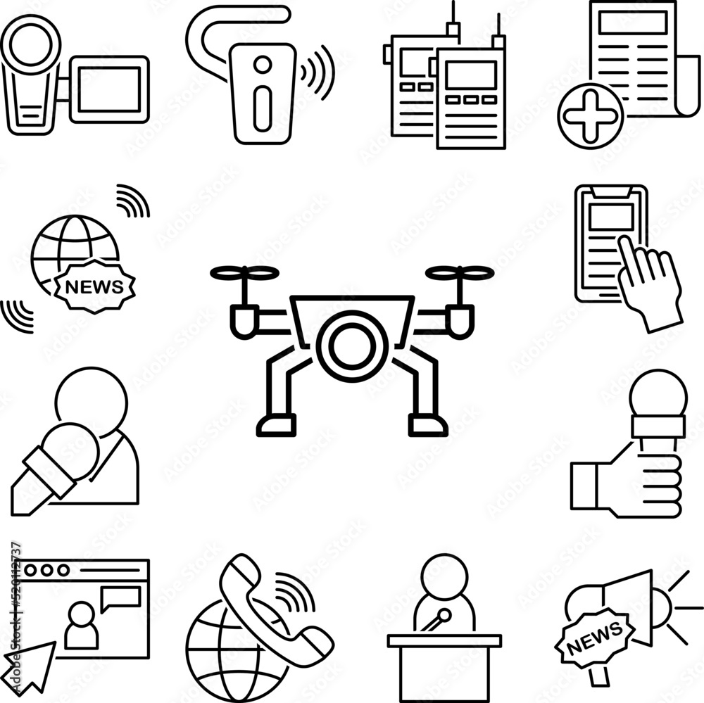 Drone icon in a collection with other items Drone icon in a collection with other items