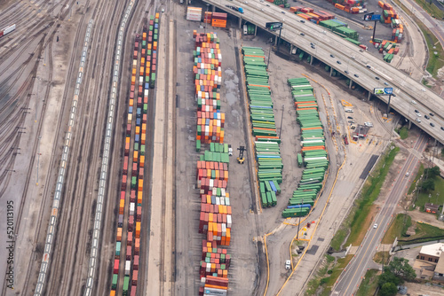 Aerial view of the CN Schiller Park Intermodel rail yard in the suburbs of chicago photo