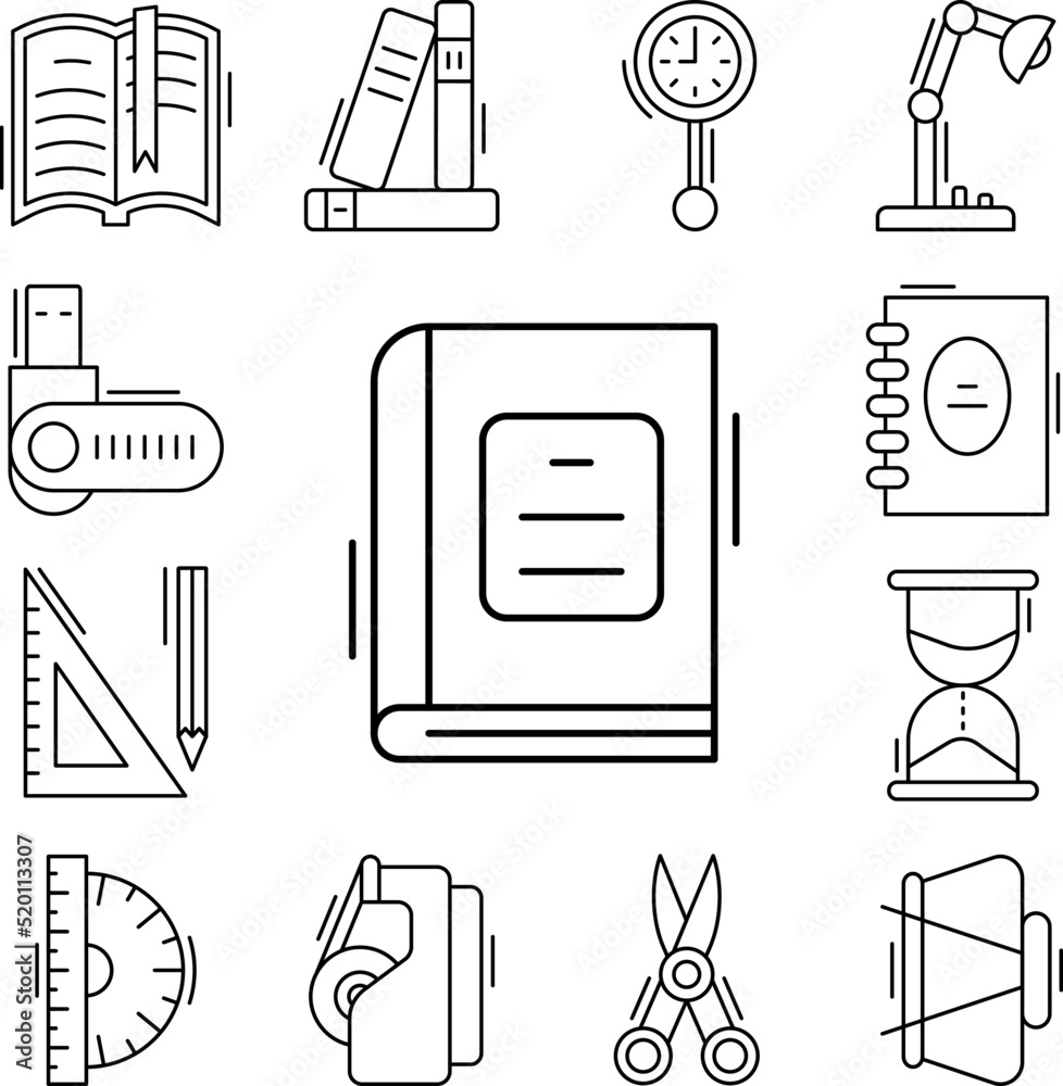 Fototapeta premium Book icon in a collection with other items