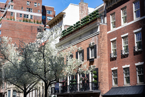 Photography Row of Colorful Brick Buildings and Beautiful Homes on the Upper East Side of Ne