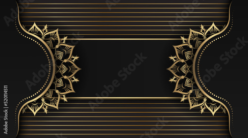 black luxury background, with gold mandala decoration