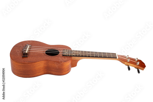 Wooden ukulele guitar isolated over white background