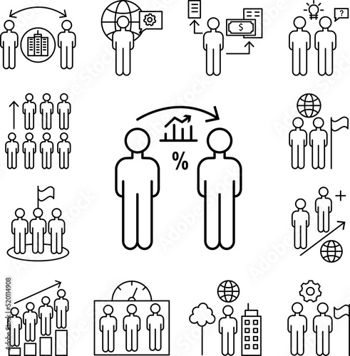 Growth man environment icon in a collection with other items