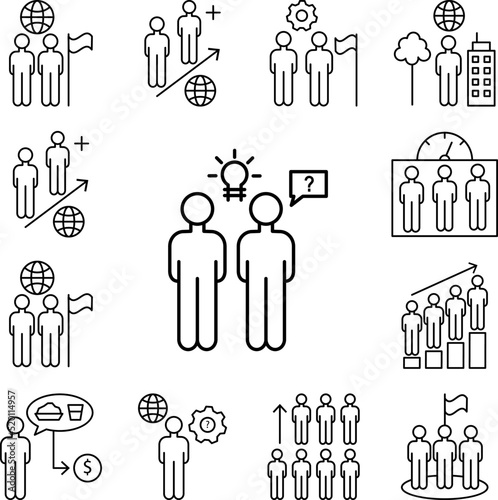 Businessmen overpopulation idea icon in a collection with other items