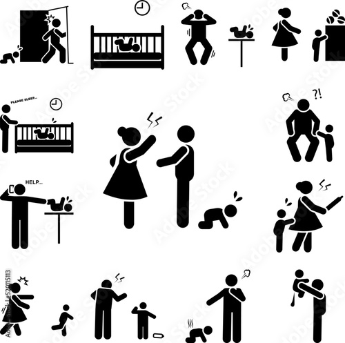 Angry, family, negative, quarrel icon in a collection with other items
