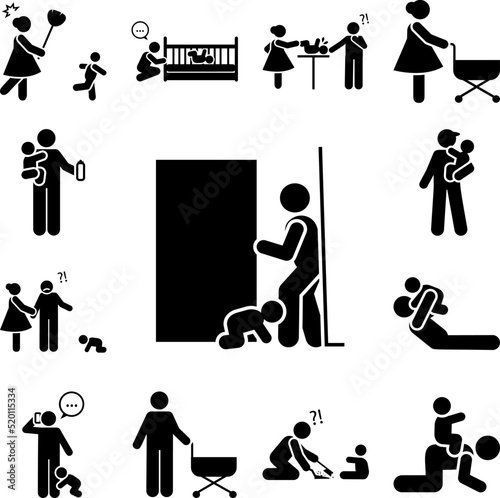 Father, angry, baby, crying icon in a collection with other items