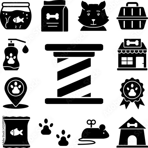 Cowl-point, cat icon in a collection with other items