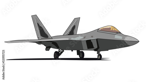 F22 raptor jet fighter landing gear illustration vector design