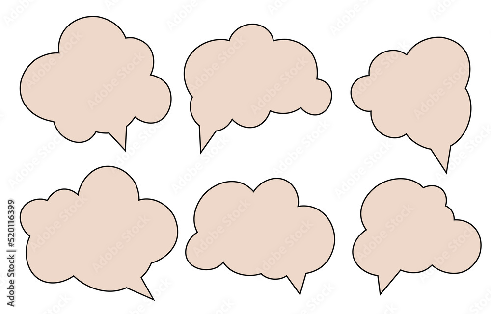 Set speech bubbles on white background. chat box or chat vector square and doodle message or communication icon Cloud speaking for comics and minimal message dialog