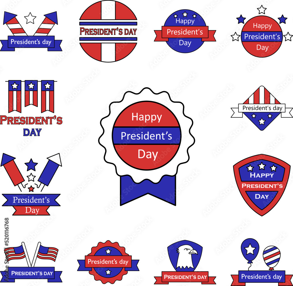 President day icon in a collection with other items
