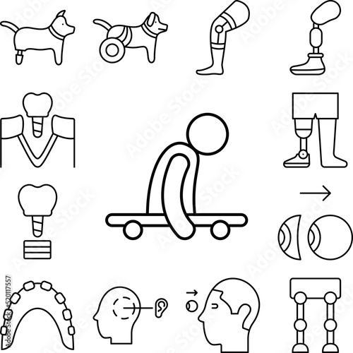 Amputee, assist, disabled, handicap icon in a collection with other items