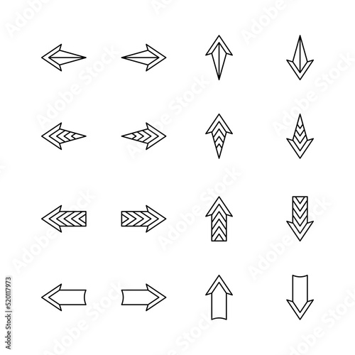 Arrows icon set. Editable vector stroke.