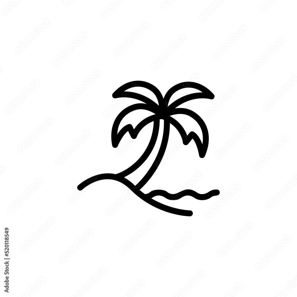 Beach palm line icon vector design