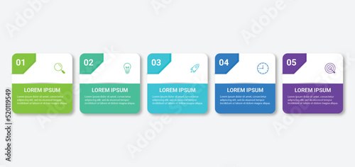 Presentation business infographic template with 5 options. Vector illustration.
