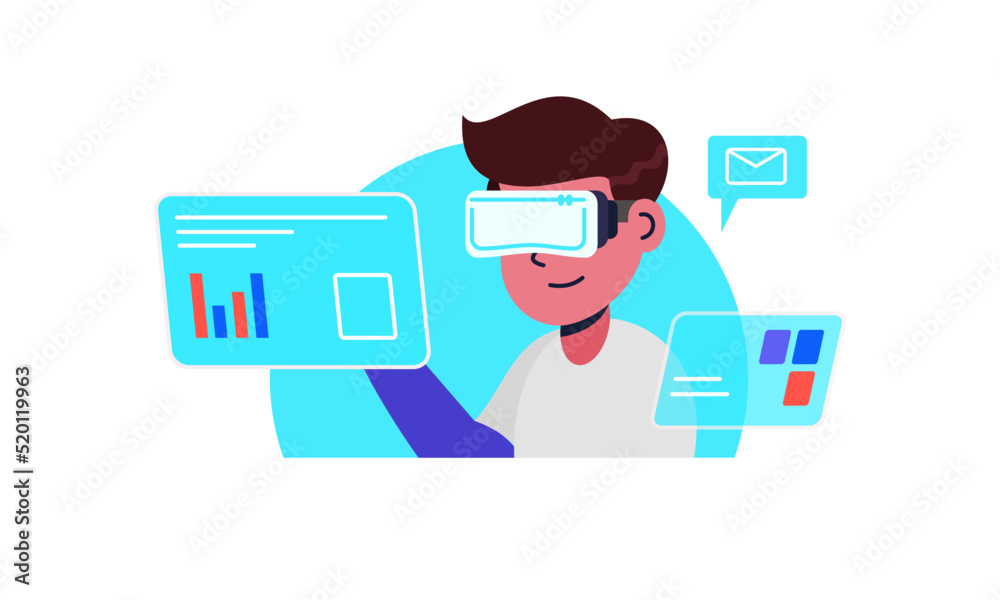 VR analyzing data vector illustration VR analyzing data vector illustration