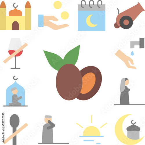 Dates Ramadan icon in a collection with other items