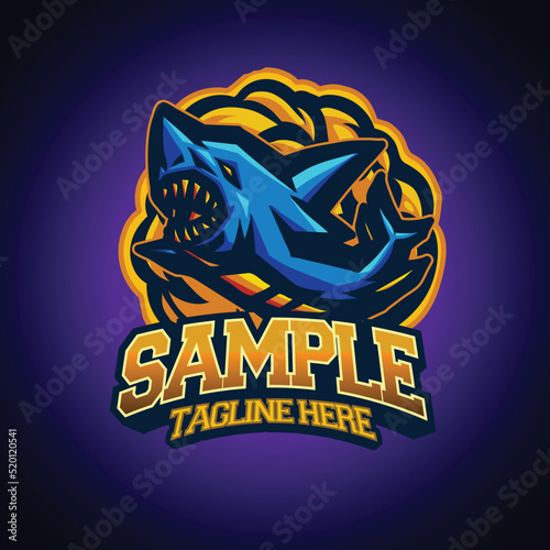shark fish template mascot logo vector