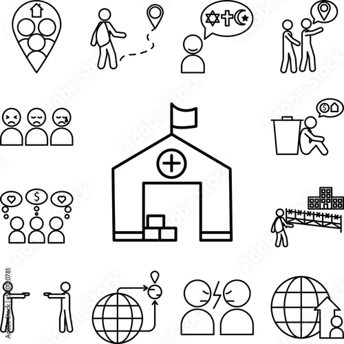 camp asylum icon in a collection with other items