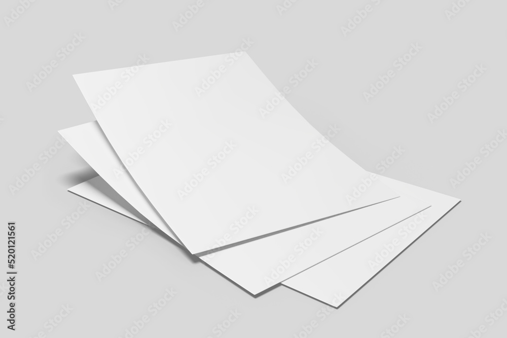 Realistic blank flyer illustration for mockup. 3D Render. Realistic blank flyer illustration for mockup. 3D Render.