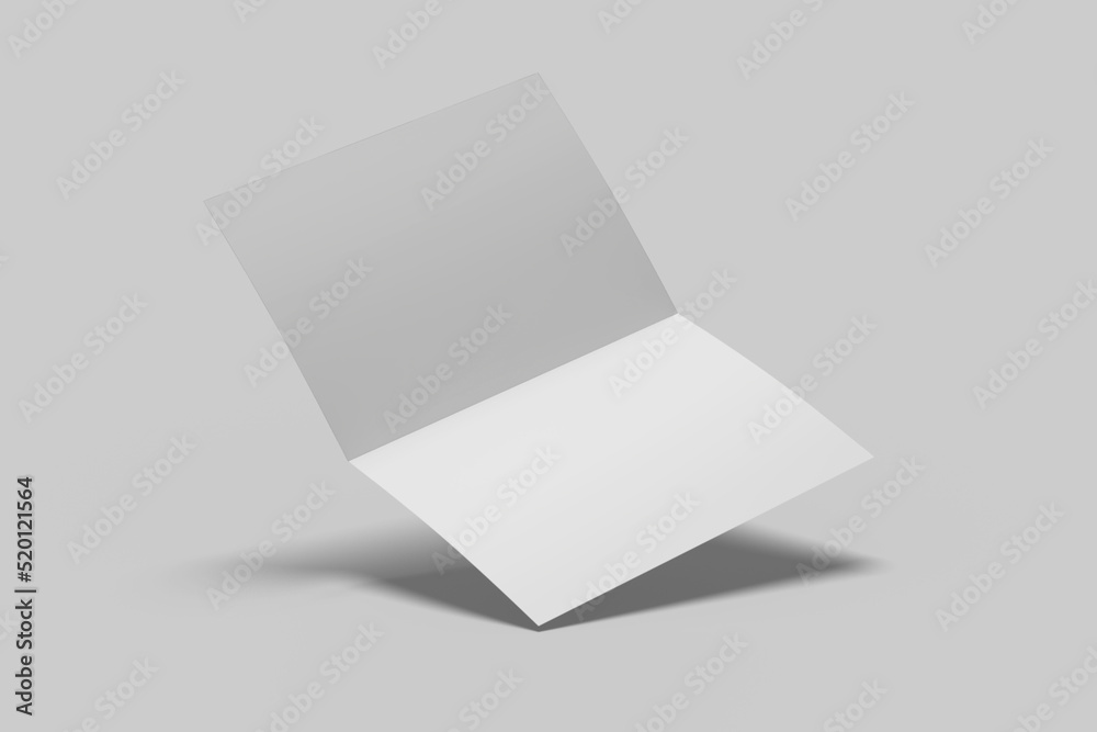 Realistic blank bifold brochure illustration for mockup. 3D Render. Realistic blank bifold brochure illustration for mockup. 3D Render.