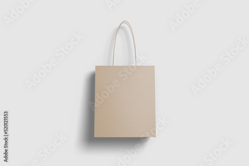 Realistic blank shopping bag illustration for mockup. 3D Render.