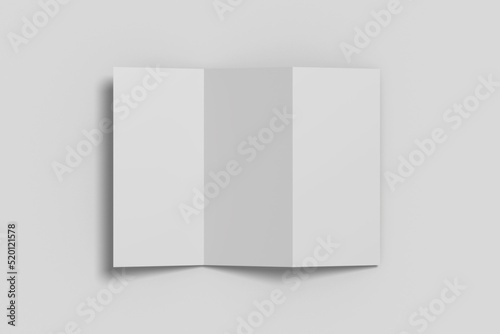 Fototapeta Naklejka Na Ścianę i Meble -  Realistic blank trifold brochure illustration for mockup. 3D Render.