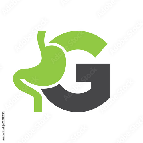 Letter G Minimal Stomach Logo Design for Medical and Healthcare Symbol Vector Template
