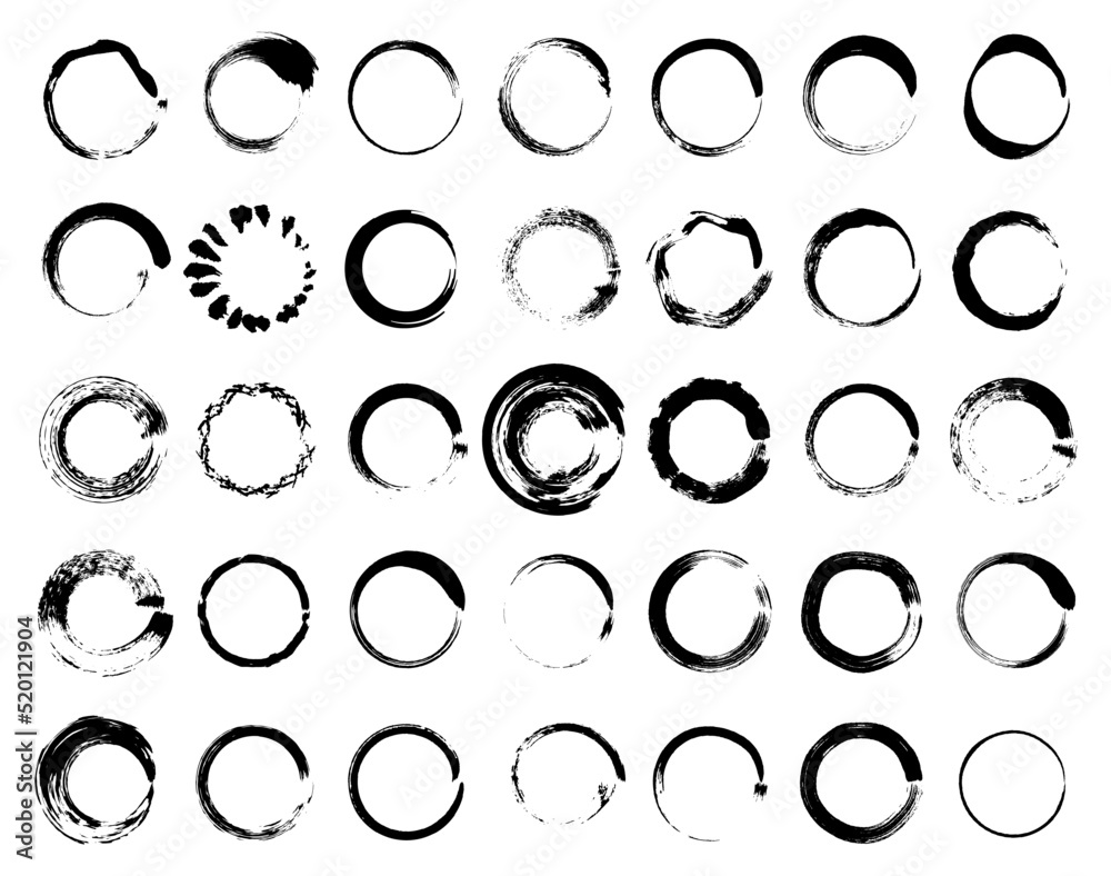 Paint brushes brush stroke circle vector set 