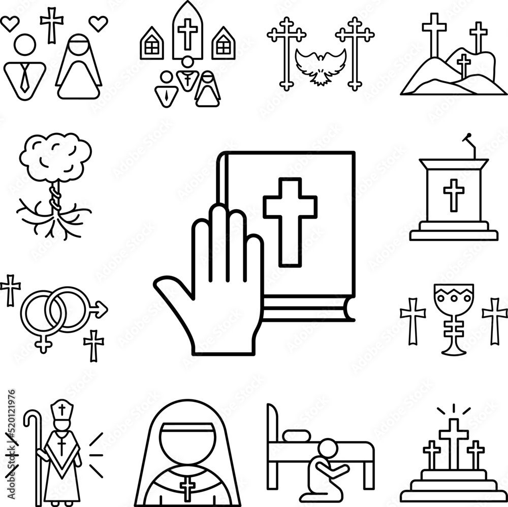 Fototapeta premium Bible, hand, swear icon in a collection with other items