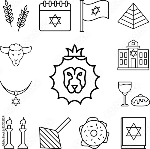 Lion of tribe of Judah icon in a collection with other items