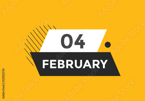 February 04 calendar reminder. 04th February daily calendar icon template. Vector illustration 
