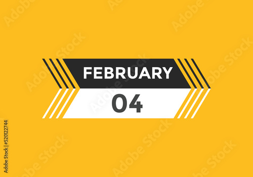 February 04 calendar reminder. 04th February daily calendar icon template. Vector illustration 
 photo