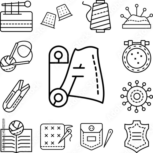 Cloth, pin icon in a collection with other items