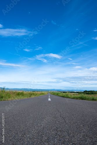 A straight road that goes on forever in Hokkaido Japan © M_blue_surgeon