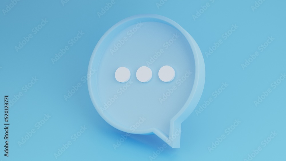 social media notification icon isolated on Blue background.Comments or user social media,template design for social media and website.pastel concept.3D rendering illustration social media notification icon isolated on Blue background.Comments or user social media,template design for social media and website.pastel concept.3D rendering illustration