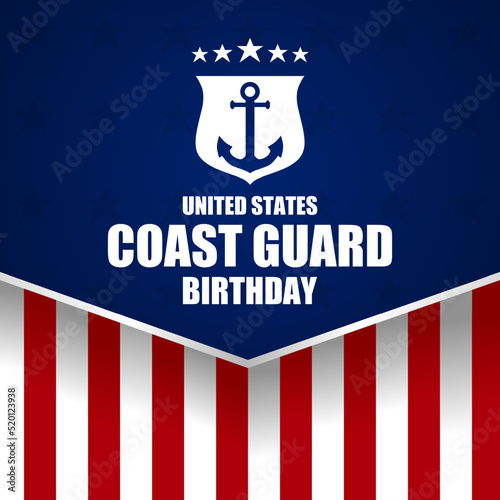 Happy birthday United States Coast Guard theme vector illustration. Suitable for Poster, Banners, background and greeting card. 