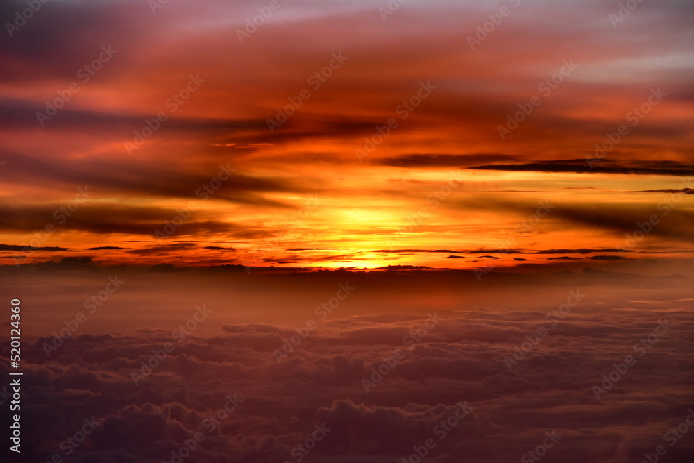 sunset over the skies