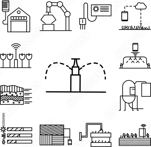 smart farm, irrigation icon in a collection with other items