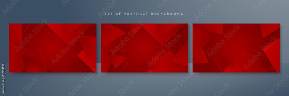 Set of modern red abstract background
