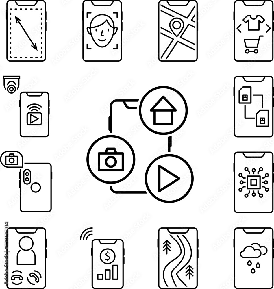Smartphone smartphone icon in a collection with other items Smartphone smartphone icon in a collection with other items