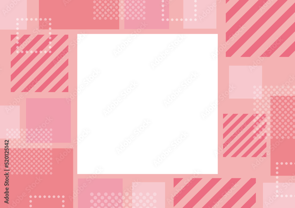 幾何学　メンフィス　背景　ピンク　四角