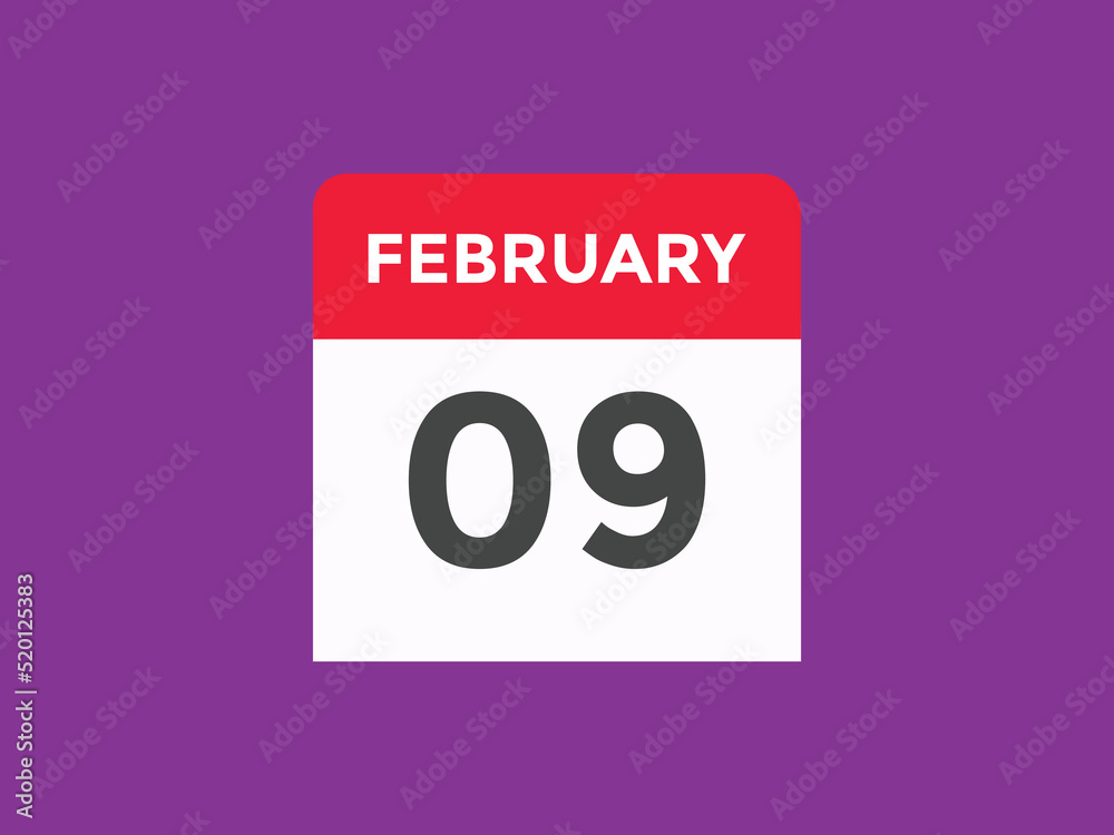 February 09 calendar reminder. 09th February daily calendar icon template. Vector illustration
February 09 calendar reminder. 09th February daily calendar icon template. Vector illustration