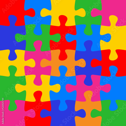 25 colorful jigsaw puzzle background vector.