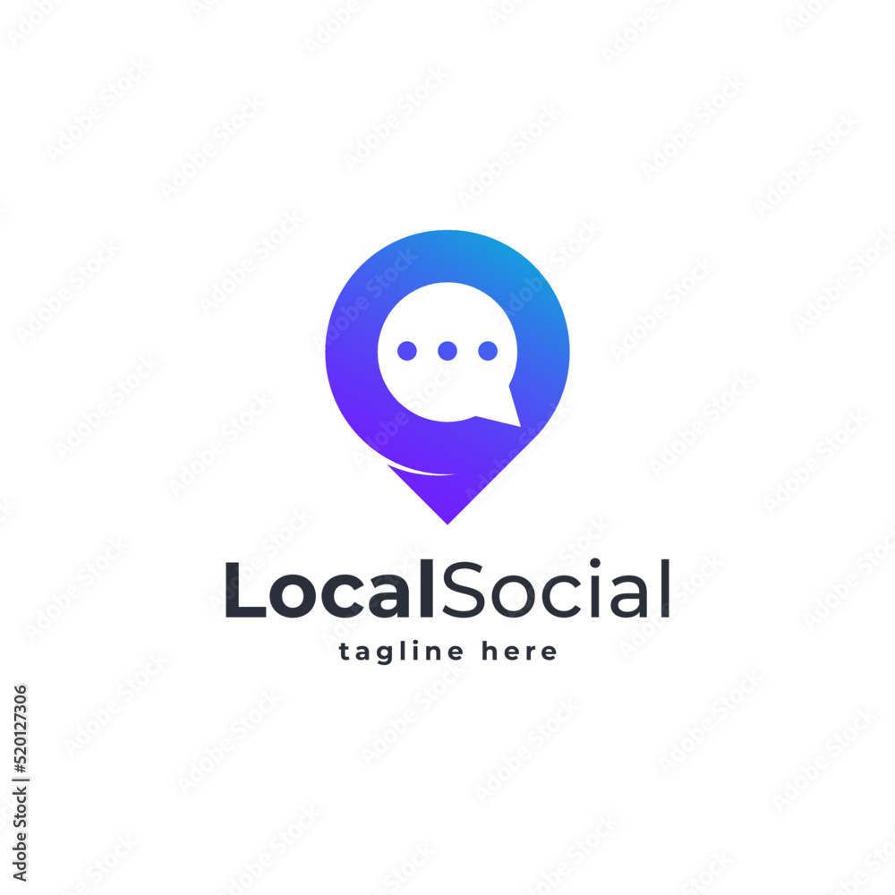 Bubble Chat with Pin GPS Location Logo Combination. Suitable for Media Social Icon Bubble Chat with Pin GPS Location Logo Combination. Suitable for Media Social Icon