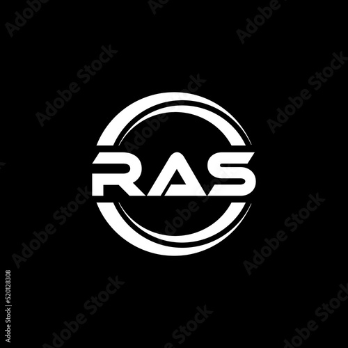 RAS letter logo design with black background in illustrator, vector logo modern alphabet font overlap style. calligraphy designs for logo, Poster, Invitation, etc.