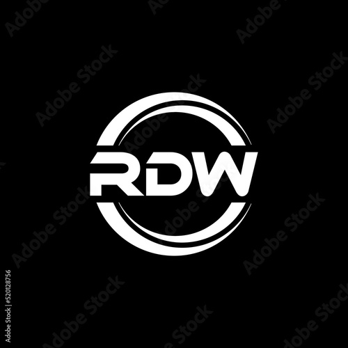 RDW letter logo design with black background in illustrator, vector logo modern alphabet font overlap style. calligraphy designs for logo, Poster, Invitation, etc. photo