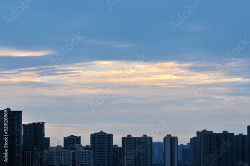 Dramatic panorama sky after sunrise