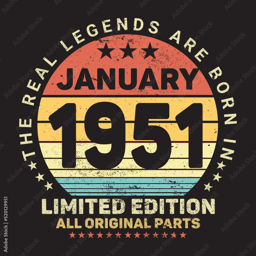The Real Legends Are Born In January 1951, Birthday gifts for women or men, Vintage birthday shirts for wives or husbands, anniversary T-shirts for sisters or brother