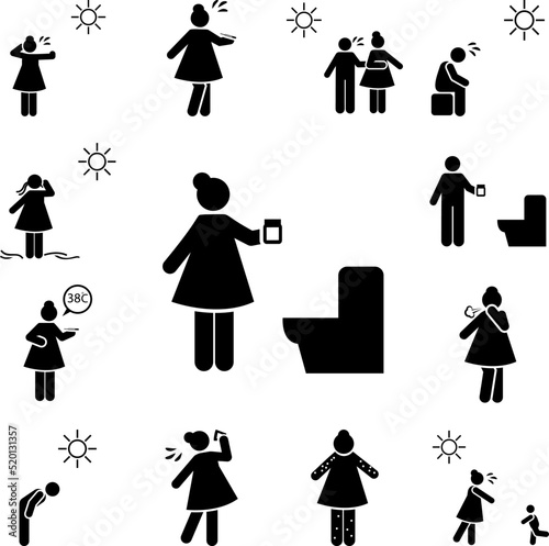 Bottle, female, test, urine icon in a collection with other items